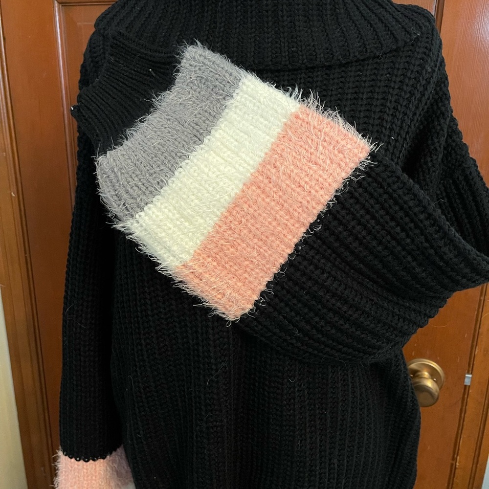 ModCloth pullover sweater with striped cuffs